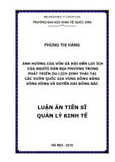 Ảnh hưởng của vốn xã hội đến lợi ích của người dân địa phương trong phát triển du lịch sinh thái tại các vườn quốc gia vùng đồng bằng sông hồng và duyên hải Đông bắc