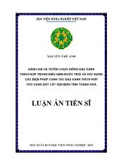 Đánh giá và tuyển chọn giống đậu xanh thích hợp trong điều kiện nước trời và xây dựng các biện pháp canh tác đậu xanh thích hợp cho vùng đất cát ven biển tỉnh Thanh Hóa