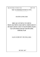 Hiệu quả sử dụng vitamin D trong dự phòng hội chứng nhiễm khuẩn hô hấp cấp do vi rút ở người khỏe mạnh tại cộng đồng huyện Thanh liêm, tỉnh Hà Nam