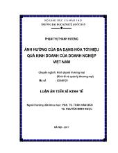 Luận án Ảnh hưởng của đa dạng hóa tới hiệu quả kinh doanh của doanh nghiệp Việt Nam