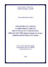 Luận án Ảnh hưởng của giống và biện pháp canh tác đến năng suất và phẩm chất khoai lang tím (Ipomoea batatas (L.) Lam.) ở Đồng bằng sông Cửu Long