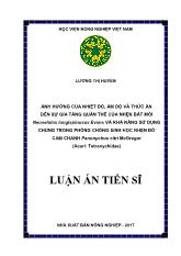 Luận án Ảnh hưởng của nhiệt độ, ẩm độ và thức ăn đến sự gia tăng quần thể của nhện bắt mồi và khả năng sử dụng chúng trong phòng chống sinh học nhện đỏ cam chanh