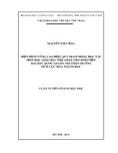 Luận án Biện pháp nâng cao hiệu quả hoạt động học tập môn học giáo dục thể chất cho sinh viên đại học quốc gia Hà Nội theo hướng tích cực hóa người học