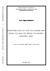 Luận án Bồi dưỡng năng lực ngữ văn cho học sinh trong dạy học tác phẩm văn chương ở trường THPT