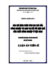 Luận án Cấc mô hình phân tlch vai trò của cong nghiệp và dịch vụ đối với hiệu quả sản xuất nông nghiệp ở Việt Nam