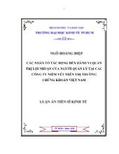 Luận án Các nhân tố tác động đến hành vi quản trị lợi nhuận của người quản lý tại các Công ty niêm yết trên thị trường chứng khoán Việt Nam