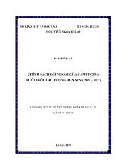 Luận án Chính sách đối ngoại của Campuchia dưới thời thủ tướng Hun sen (1997 - 2017)