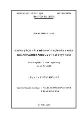 Luận án Chính sách tài chính hỗ trợ phát triển doanh nghiệp nhỏ và vừa ở Việt Nam