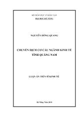 Luận án Chuyển dịch cơ cấu ngành kinh tế tỉnh Quảng Nam