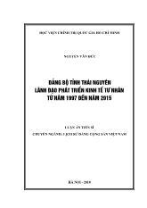 Luận án Đảng bộ tỉnh Thái Nguyên lãnh đạo phát triển kinh tế tư nhân từ năm 1997 đến năm 2015