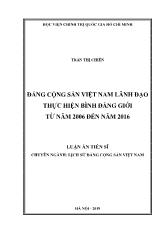 Luận án Đảng cộng sản Việt Nam lãnh đạo thực hiện bình đẳng giới từ năm 2006 đến năm 2016