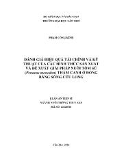 Luận án Đánh giá hiệu quả tài chính và kỹ thuật của các hình thức sản xuất và đề xuất giải pháp nuôi tôm sú thâm canh ở đồng bằng sông Cửu Long