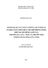 Luận án Đánh giá sự lưu tồn và phân lập vi khuẩn có khả năng phân hủy chlorpyrifos ethyl trên ba mô hình canh tác ở đồng bằng sông Cửu Long