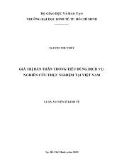 Luận án Giá trị bản thân trong tiêu dùng dịch vụ: nghiên cứu thực nghiệm tại Việt Nam