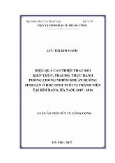 Luận án Hiệu quả can thiệp thay đổi kiến thức, thái độ, thực hành phòng chống nhiễm khuẩn đường sinh sản ở học sinh tuổi vị thành niên tại Kim bảng, Hà nam, 2015 - 2016