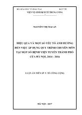 Luận án Hiệu quả và một số yếu tố ảnh hưởng đến việc áp dụng quy trình chuyên môn tại một số bệnh viện tuyến thành phố của Hà Nội, 2014 - 2016