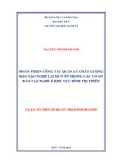 Luận án Hoàn thiện công tác quản lý chất lượng đào tạo nghề lái xe ô tô trong các cơ sở đào tạo nghề tại khu vực Bình Trị Thiên