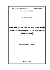 Luận án Hoàn thiện kế toán thuế thu nhập doanh nghiệp trong các doanh nghiệp xây lắp trên địa bàn thành phố Hà Nội