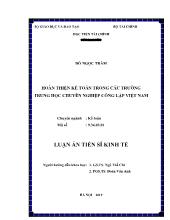 Luận án Hoàn thiện kế toán trong các trường trung học chuyên nghiệp công lập Việt Nam