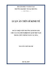 Luận án Hoàn thiện môi trường kinh doanh cho các doanh nghiệp du lịch Việt Nam trong tiến trình toàn cầu hóa