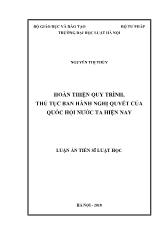 Luận án Hoàn thiện quy trình, thủ tục ban hành nghị quyết của quốc hội nước ta hiện nay