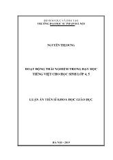 Luận án Hoạt động trải nghiệm trong dạy học Tiếng Việt cho học sinh lớp 4, 5