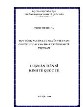 Luận án Huy động nguồn lực người Việt Nam ở nước ngoài vào phát triển kinh tế Việt Nam