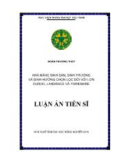 Luận án Khả năng sinh sản, sinh trưởng và định hướng chọn lọc đối với lợn Duroc, Landrace và Yorkshire