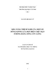 Luận án Khả năng thích nghi của một số dòng / giống lúa đột biến chịu mặn ở đồng bằng sông Cửu Long