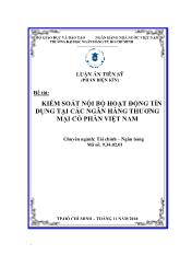 Luận án Kiểm soát nội bộ hoạt động tín dụng tại các ngân hàng thương mại cổ phần Việt Nam