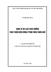 Luận án Kinh tế du lịch theo hướng hát triển bền vững ở tỉnh Thừa Thiên Huế