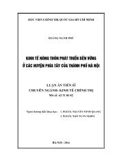 Luận án Kinh tế nông thôn phát triển bền vững ở các huyện phía tây của thành phố Hà Nội