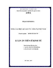 Luận án Nâng cao hiệu quả đầu tư công tại Việt Nam