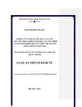 Luận án Nghiên cứu đánh giá rủi ro có sai sót trọng yếu trong kiểm toán Báo cáo tài chính của doanh nghiệp niêm yết trên thị trường chứng khoán Việt Nam