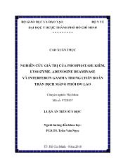 Luận án Nghiên cứu giá trị của phosphatase kiềm, lysozyme, adenosine deaminase và interferon gamma trong chẩn đoán tràn dịch màng phổi do lao