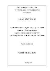 Luận án Nghiên cứu hoạt động mua lại cổ phiếu tại các Công ty trong ngành công nghiệp niêm yết trên thị trường chứng khoán Việt Nam