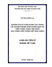 Luận án Nghiên cứu kế toán doanh thu trong các doanh nghiệp kinh doanh dịch vụ viễn thông thuộc Tập đoàn Bưu chỉnh Viễn thông Việt Nam (VNPT)