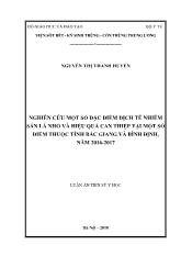 Luận án Nghiên cứu một số đặc điểm dịch tễ nhiễm sán lá nhỏ và hiệu quả can thiệp tại một số điểm thuộc tỉnh Bắc giang và Bình định, năm 2016 - 2017