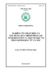 Luận án Nghiên cứu phát hiện và xây dựng quy trình phân lập tetrodotoxin và một số độc tố thần kinh khác từ cá nóc