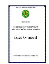 Luận án Nghiên cứu phát triển sản xuất dâu tằm bền vững tại tỉnh Thái Bình