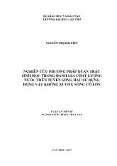 Luận án Nghiên cứu phương pháp quan trắc sinh học trong đánh giá chất lượng nước trên tuyến sông Hậu sử dụng động vật không xương sống cỡ lớn