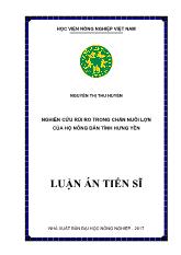 Luận án Nghiên cứu rủi ro trong chăn nuôi lợn của hộ nông dân tỉnh Hưng Yên