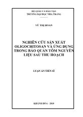 Luận án Nghiên cứu sản xuất oligochitosan và ứng dụng trong bảo quản tôm nguyên liệu sau thu hoạch