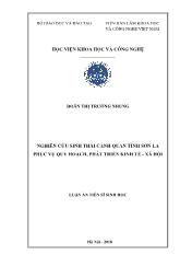 Luận án Nghiên cứu sinh thái cảnh quan tỉnh sơn la phục vụ quy hoạch, phát triển kinh tế - Xã hội