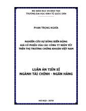 Luận án Nghiên cứu sự đồng biến động giá cổ phiêu của các Công ty niêm yết trên thị trường chứng khoán Việt Nam