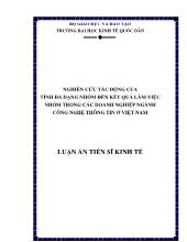 Luận án Nghiên cứu tác động của tính đa dạng nhóm đến kết quả làm việc nhóm trong các doanh nghiệp ngành công nghệ thông tin ở Việt Nam