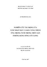 Luận án Nghiên cứu tác động của xâm nhập mặn và khả năng thích ứng trong nuôi trồng thủy sản ở đồng bằng sông Cửu Long