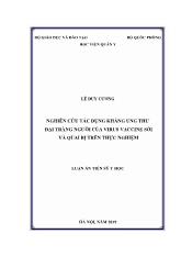 Luận án Nghiên cứu tác dụng kháng ung thư đại tràng người của virus vaccine sởi và quai bị trên thực nghiệm