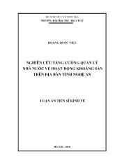 Luận án Nghiên cứu tăng cường quản lý nhà nước về hoạt động khoáng sản trên địa bàn tỉnh Nghệ An