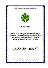 Luận án Nghiên cứu tạo giống gốc và thử nghiệm sản xuất vacxin vô hoạt phòng hội chứng rối loạn sinh sản và hô hấp ở lợn từ chủng virus phân lập tại Việt Nam